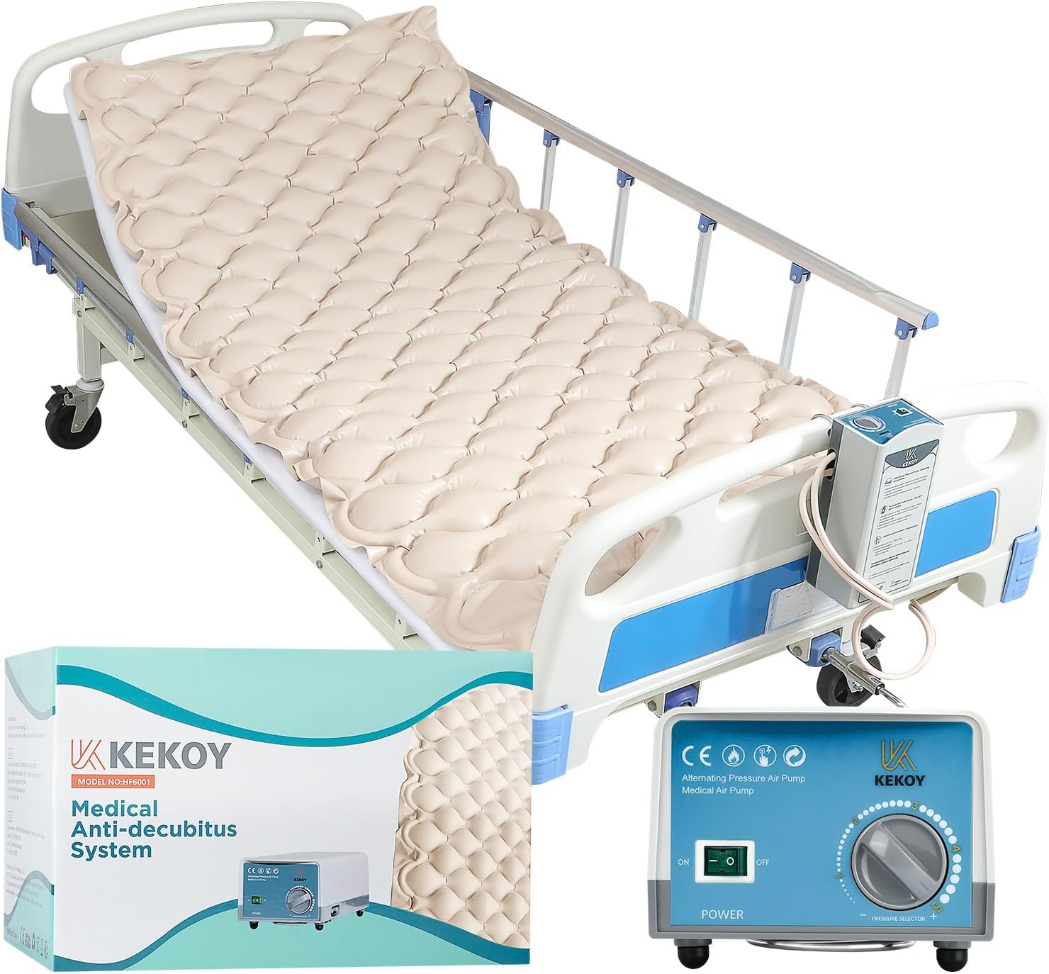 Materasso Antidecubito a Pressione Alternata Kekoy – Sistema a 130 Celle con Pompa Silenziosa